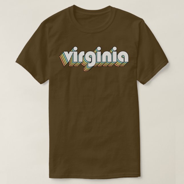 Virginia Retro Regbow Typography Faded Stil 2 T Shirt (Design framsida)
