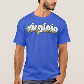 Virginia Retro Regbow Typography Faded Stil T Shirt