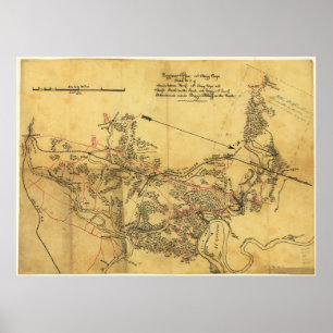Virginia Roads Civil Krig Karta Poster
