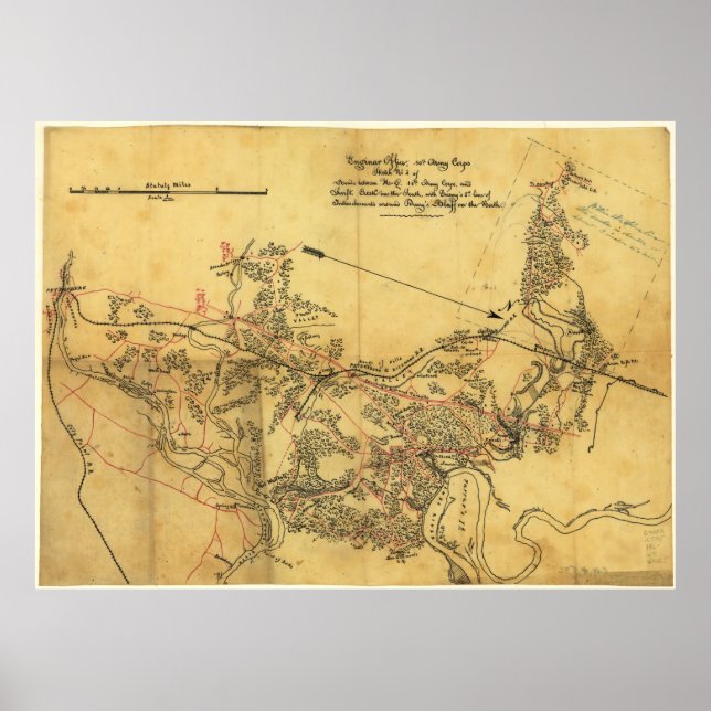 Virginia Roads Civil Krig Karta Poster (Framsidan)