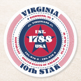 Virginia Rött vitt blått Typography Underlägg Papper Rund