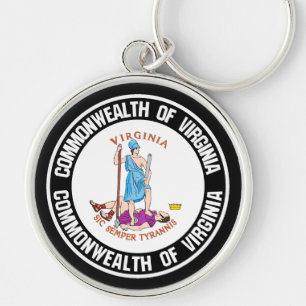 Virginia Round Emblem Rund Silverfärgad Nyckelring