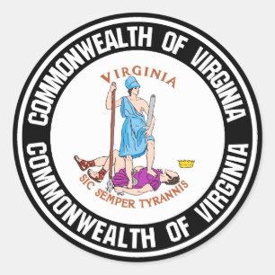 Virginia Round Emblem Runt Klistermärke