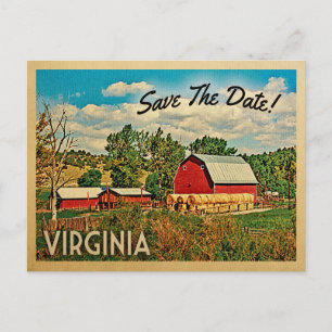 Virginia Save Date Farm Barn Rustic Meddelande Vykort