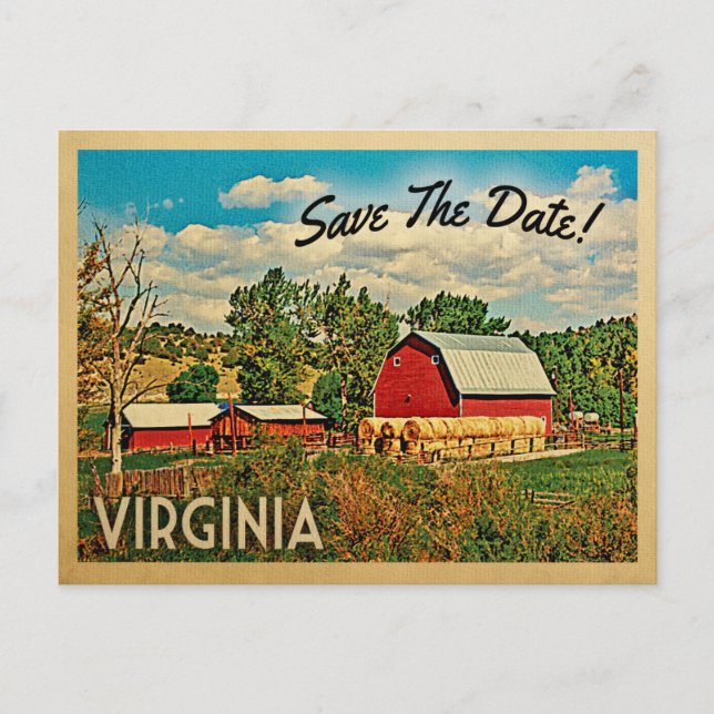 Virginia Save Date Farm Barn Rustic Meddelande Vykort (Framsida)