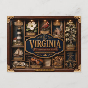 Virginia Shadow Box 3D Figurin Delstat Vykort