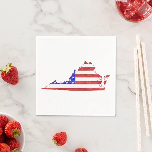 Virginia Shaped American Flagga Patriotic Virginia Pappersservett (Insitu)