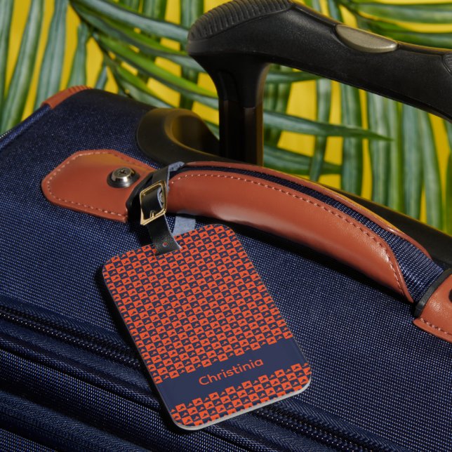 Virginia Silhouette Orange Blue Personalize Bagagebricka (Framsida Insitu 1)