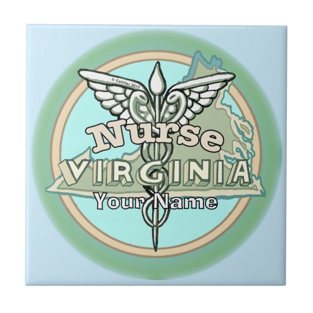 Virginia Sjuksköterska Caduceus Kakelplatta (Framsidan)