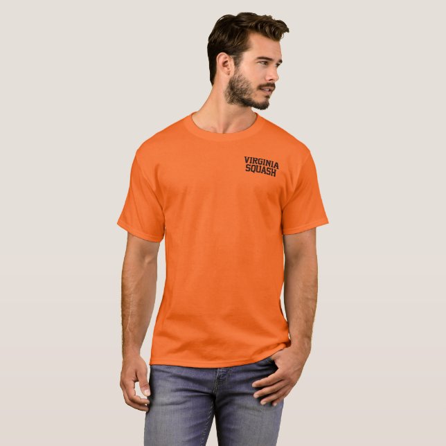 Virginia Squash orange Tee med liten front logotyp (Hel framsida)