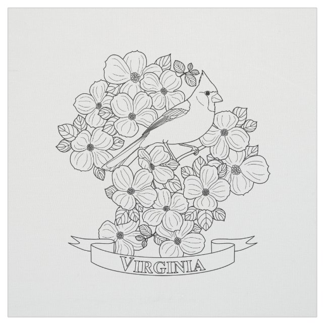 Virginia State Bird and Flower Coloring Page Tyg (Provkarta)