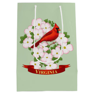 Virginia State Cardinal Bird and Dogwood Flower