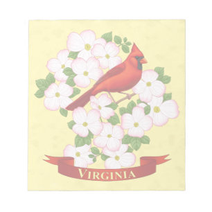 Virginia State Cardinal Bird and Dogwood Flower Anteckningsblock