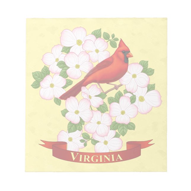 Virginia State Cardinal Bird and Dogwood Flower Anteckningsblock (Framsida)