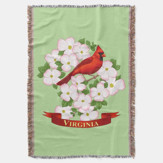 Virginia State Cardinal Bird and Dogwood Flower Filt (Framsidan Vertikal)