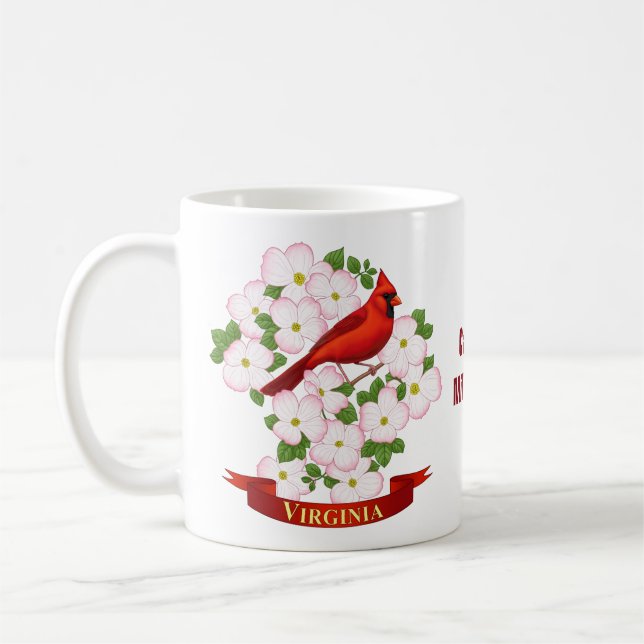 Virginia State Cardinal Bird and Dogwood Flower Kaffemugg (Vänster)