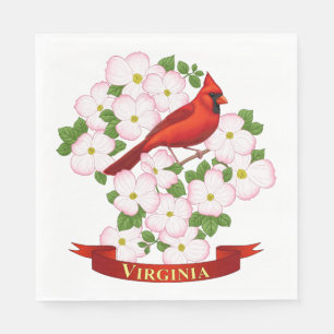 Virginia State Cardinal Bird and Dogwood Flower Pappersservett