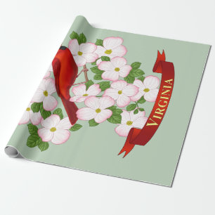 Virginia State Cardinal Bird and Dogwood Flower Presentpapper