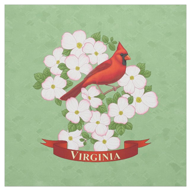 Virginia State Cardinal Bird and Dogwood Flower Tyg (Provkarta)