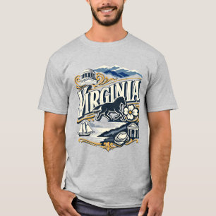 Virginia State Heritage Kolonial Bergskonst T Shirt