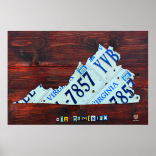 Virginia State License Plate Karta Poster