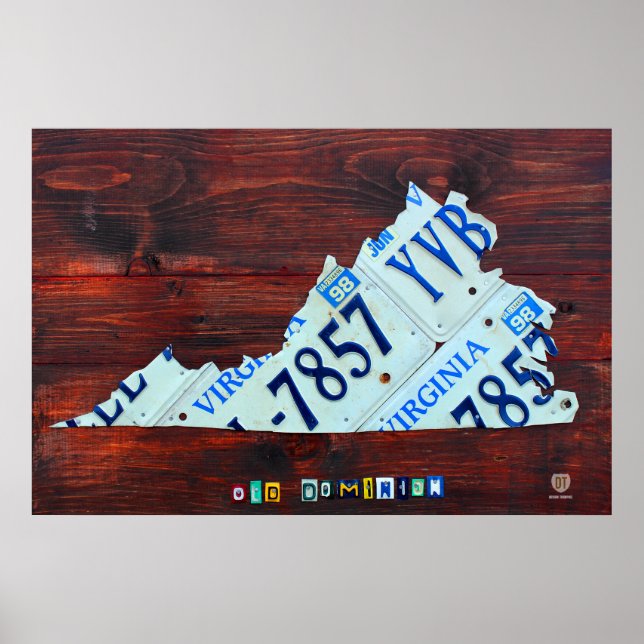 Virginia State License Plate Karta Poster (Framsidan)
