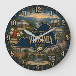 Virginia State Old Dominion Heritage Wall Art Stor Klocka