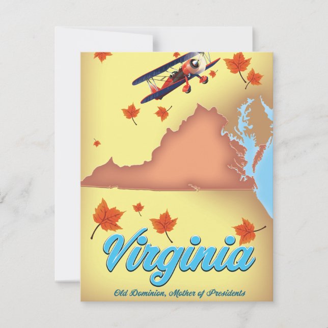 Virginia State retro Travel-affisch karta (Framsida)