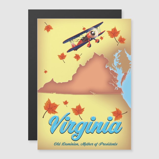 Virginia State retro Travel-affisch karta (Fram/baksida)