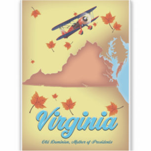 Virginia State retro Travel-affisch karta Klistermärken