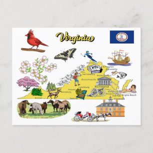 Virginia State-turisten karta Vykort