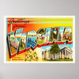 Virginia State VA Old Vintage resor Postcard- Poster