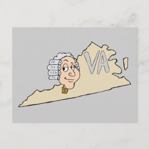 Virginia State VA Tecknad med George Washington Vykort