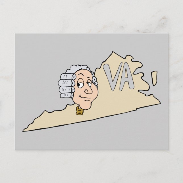 Virginia State VA Tecknad med George Washington Vykort (Framsida)