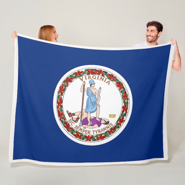 Virginia Statlig flagga Print Patriotc Fleecefilt (På plats)