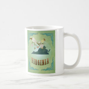 Virginia statlig karta - grönt kaffemugg