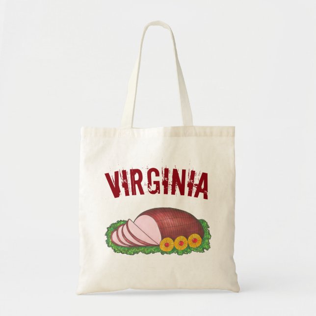 Virginia Stil Cured Land Ham VA Foodie Kött Tygkasse (Framsidan)