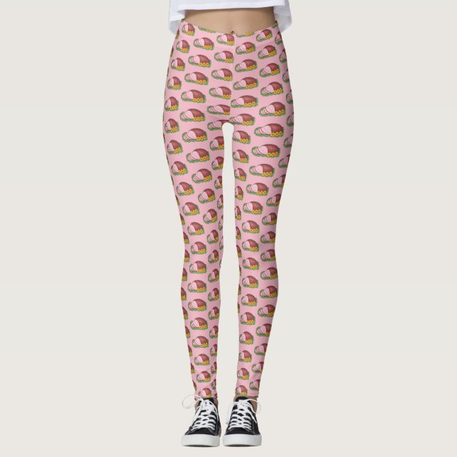 Virginia Stil Cured Land Ham VA Kött Rosa Leggings (Framsida)