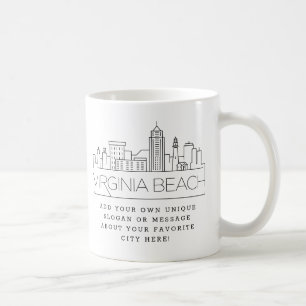 Virginia strand Stylized Skyline Anpassningsbar Kaffemugg