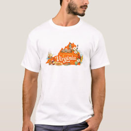 Virginia The Old Dominion State Vintage Kartkonst T Shirt