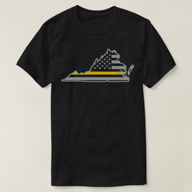 Virginia Thin Guld Line Flagga Police Operator 911 T Shirt (Design framsida)