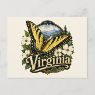Virginia Tiger Swallowtail Fjäril Natur Vykort