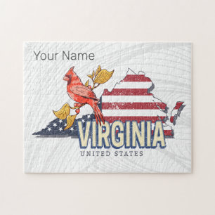 Virginia United Stater Retro State Karta Vintage U Pussel