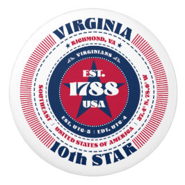 Virginia US State Rött vitt blått Typography Knopp