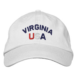 Virginia USA Embroided White Hat Broderad Keps