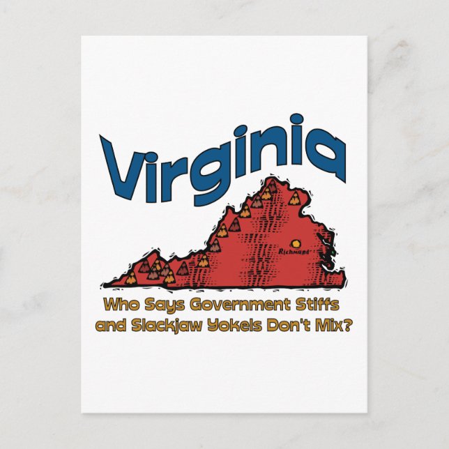 Virginia VA US Stater Motto ~ Stiffs och Yokels Vykort (Framsida)