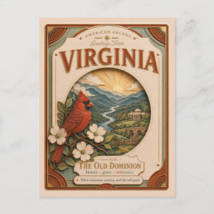 Virginia Vintage Paper Cut American Arcana Vykort