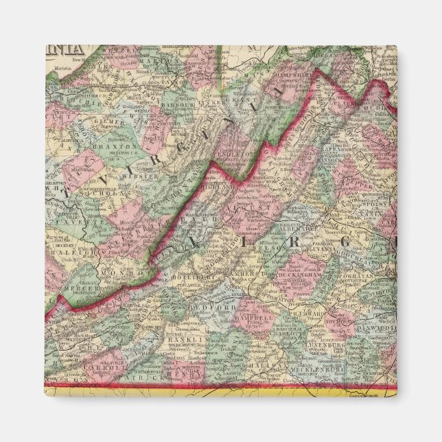 Virginia, W Virginia Karta av Mitchell Magnet (Framsidan)