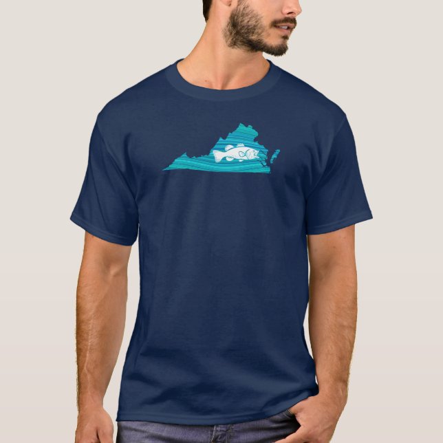 Virginia Wave Fishing T Shirt (Framsida)