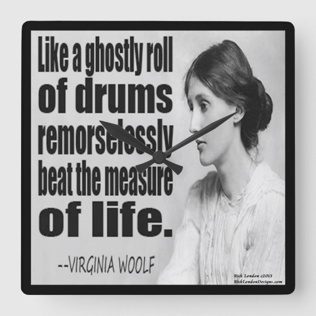 Virginia Woolf Ghovalt Roll Quote Wall Clock Fyrkantig Klocka (Framsida)